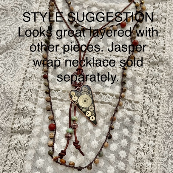 ARTISAN Necklace - “Heart Strings” Leather Slide with Pendant - Picture 8 of 11